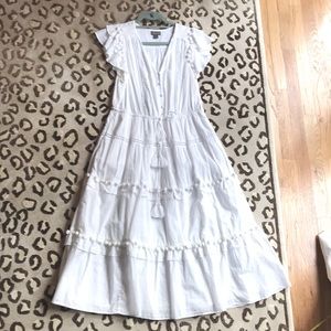 JCrewxPoint Sur White PomPom Dress